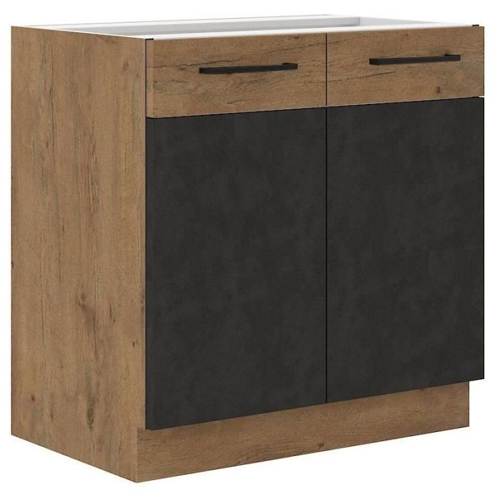Meuble sous évier ROCK - Mélaminé décor chene lancelot et gris matera - 1 porte - L80 x H82 cm Meuble sous évier ROCK - Mélaminé décor chene lancelot et gris matera - 1 porte - L80 x H82 cm