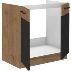 Meuble sous évier ROCK - Mélaminé décor chene lancelot et gris mat