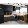 Meuble sous évier ROCK - Mélaminé décor chene lancelot et gris mat