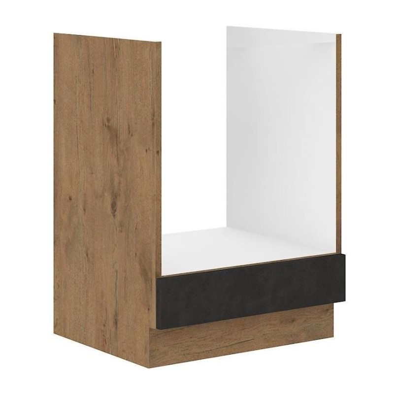 Meuble four ROCK - Mélaminé décor chene lancelot et gris matera - L Meuble four ROCK - Mélaminé décor chene lancelot et gris matera - L