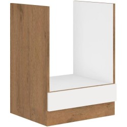 ROCK - Meuble bas four - Mélaminé chene Lancelot et Blanc brillant -