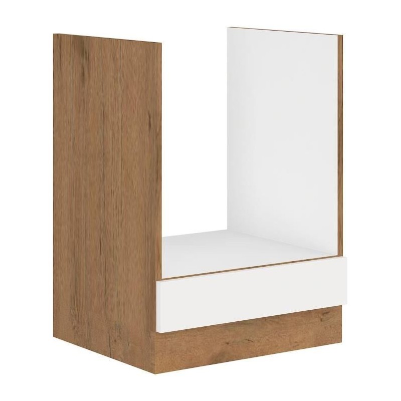 ROCK - Meuble bas four - Mélaminé chene Lancelot et Blanc brillant - ROCK - Meuble bas four - Mélaminé chene Lancelot et Blanc brillant -