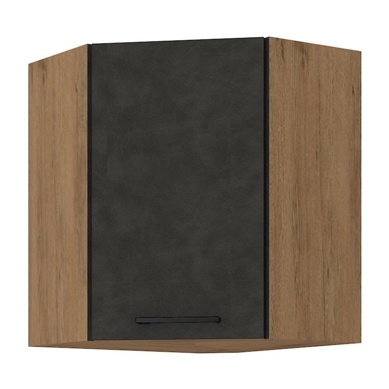 Meuble haut d'angle ROCK - Mélaminé décor chene lancelot et gris ma Meuble haut d'angle ROCK - Mélaminé décor chene lancelot et gris ma