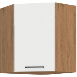 ROCK - Meuble haut d'angle - Mélaminé chene Lancelot et Blanc brilla