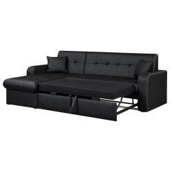 Canapé d'angle réversible convertible 3 places - Simili noir - Conte