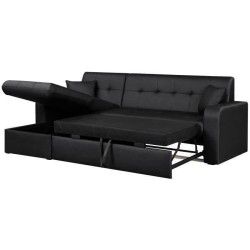 Canapé d'angle réversible convertible 3 places - Simili noir - Conte