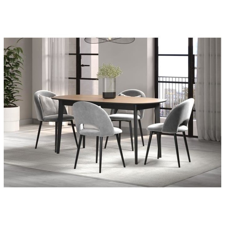 Table a manger - Ronin - Chene - Ovale - En MDF - Contemporain - 8 personnes - 160 x 77 x 90 cm - Trendteam Table a manger - Ronin - Chene - Ovale - En MDF - Contemporain - 8 personnes - 160 x 77 x 90 cm - Trendteam