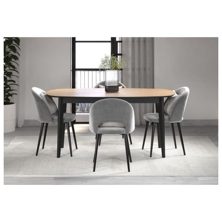 Table a manger - Ronin - Chene - Ovale - En MDF - Contemporain - 8 personnes - 160 x 77 x 90 cm - Trendteam Table a manger - Ronin - Chene - Ovale - En MDF - Contemporain - 8 personnes - 160 x 77 x 90 cm - Trendteam