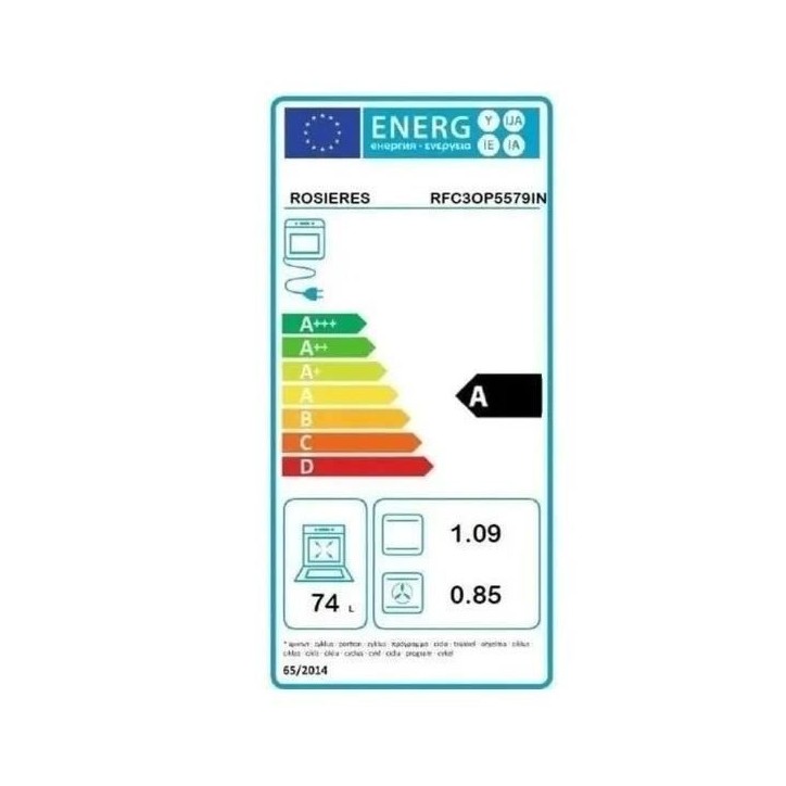Four encastrable pyrolyse chaleur pulsée ROSIERES RFC3OP5579IN - noir - porte froide - 75l Four encastrable pyrolyse chaleur pulsée ROSIERES RFC3OP5579IN - noir - porte froide - 75l