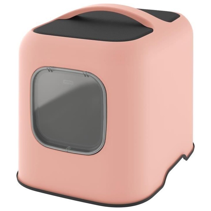 ROTHO Maison toilette pour chat - 51 x 39 x 40 cm - Bac a litiere - Rose