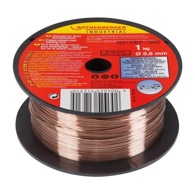 Fil a souder - ROTHENBERGER - Acier et cuivre - Ø0,6 mm - 1 kg