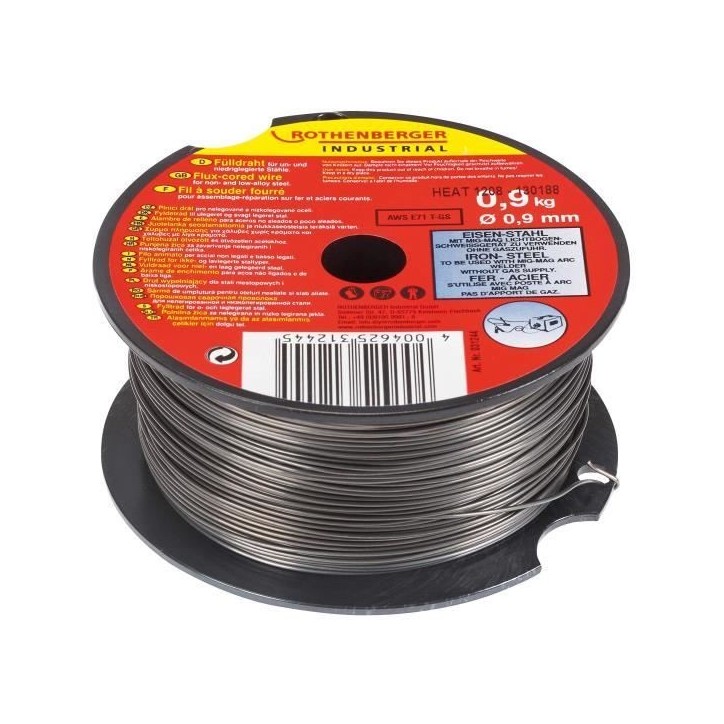 ROTHENBERGER BOBINE FIL FOURRE 0,9MM 0,9KG POUR POSTE MIG/MAG ROTHENBERGER BOBINE FIL FOURRE 0,9MM 0,9KG POUR POSTE MIG/MAG