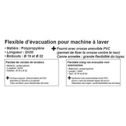 Flexible d'évacuation pour machine a laver - ROUSSEAU - 2.50 m - Embo