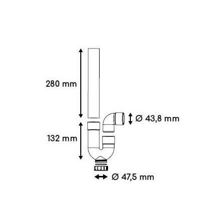 Siphon d'évacuation - ROUSEAU - Sortie horizontale - Ø40 mm - PVC gris - Filetage de 47,5 mm