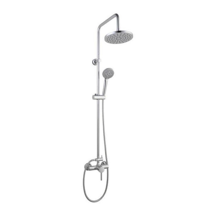 Colonne de douche ROUSSEAU Timaru avec mitigeur mécanique chrome - Tete de douche orientable, douchette 3 jets Colonne de douche ROUSSEAU Timaru avec mitigeur mécanique chrome - Tete de douche orientable, douchette 3 jets