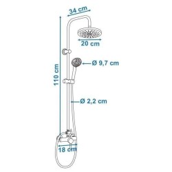 Colonne de douche ROUSSEAU Timaru avec mitigeur mécanique chrome - Te