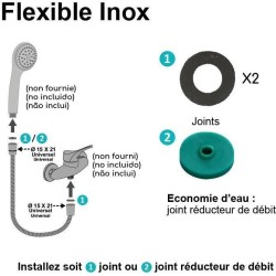 Flexible de douche - ROUSSEAU - Écrous métal - Sertis de sécurité