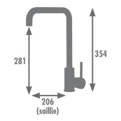 ROUSSEAU Robinet mitigeur de cuisine Kiloo - Sans douchette - Gris ino