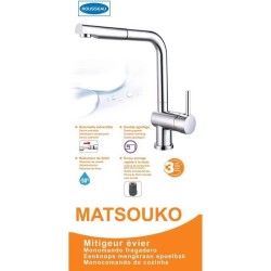 ROUSSEAU Robinet mitigeur de cuisine Matsouko - Avec douchette - Gris