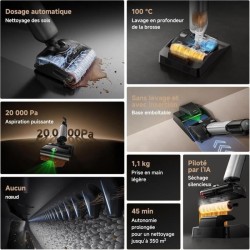 Aspirateur Balai Laveur - MOVA X4 PLUS - Anti-enchevetrement - Nettoya