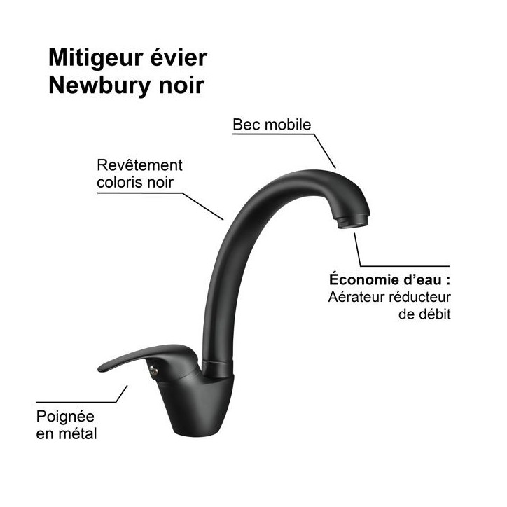 Edouard Rousseau - Mitigeur Evier NEWBURY - Noir Edouard Rousseau - Mitigeur Evier NEWBURY - Noir