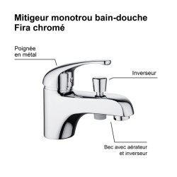 Edouard Rousseau - Mitigeur Bain-Douche Monotrou FIRA - Chromé
