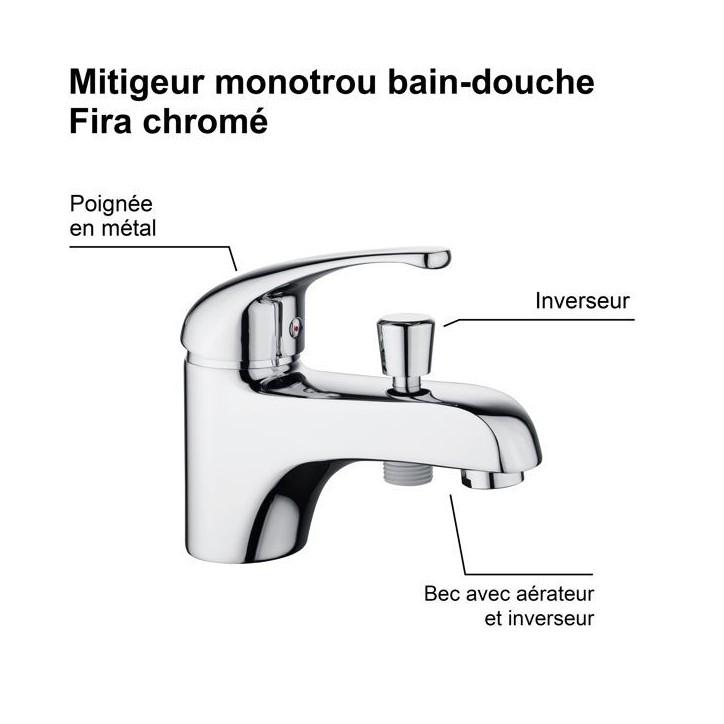 Edouard Rousseau - Mitigeur Bain-Douche Monotrou FIRA - Chromé