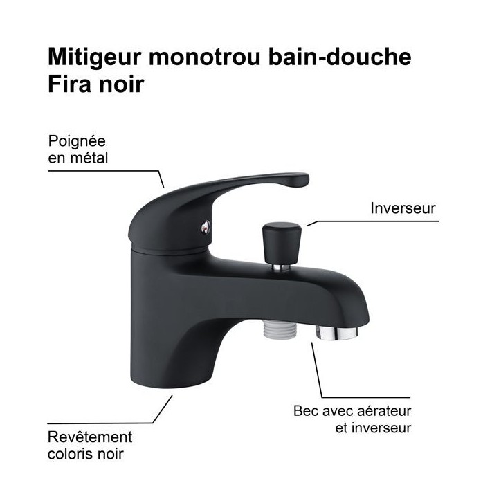 Edouard Rousseau - Mitigeur Bain-Douche Monotrou FIRA - Noir