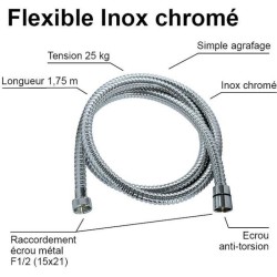 Flexible de douche - ROUSSEAU - Écrous métal anti-torsion - Pression