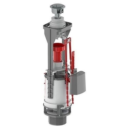 Kit mécanisme de chasse d'eau a bouton poussoir - ROUSSEAU - Certifié NF - Réglable - Compatible double débit - Finition chr