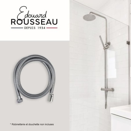 Flexible de douche - ROUSSEAU - Écrous métal anti-torsion - Réduction du débit - Longueur 2 m - Inox chromé double agrafage