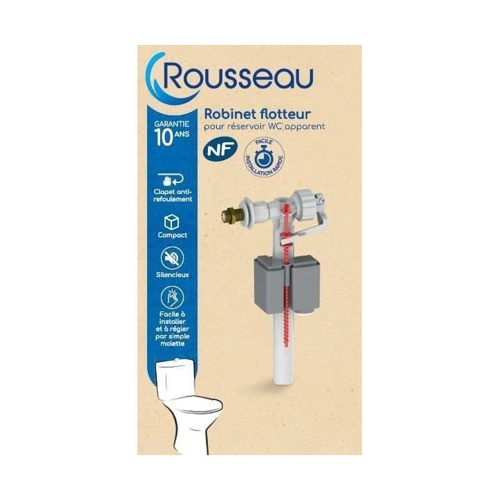 Robinet flotteur latéral pour réservoir WC apparent - ROUSSEAU - Certifié NF Robinet flotteur latéral pour réservoir WC apparent - ROUSSEAU - Certifié NF