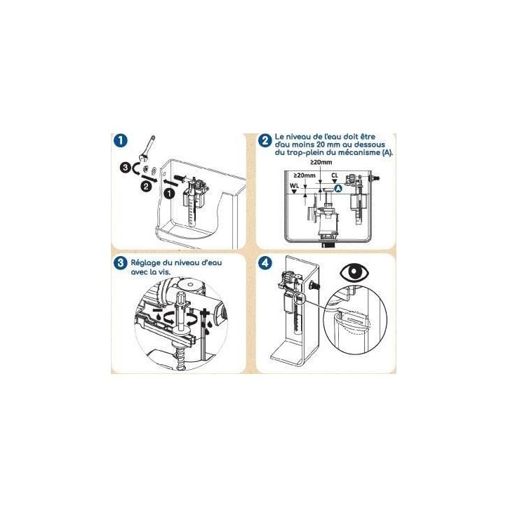 Robinet flotteur latéral pour réservoir WC apparent - ROUSSEAU - Certifié NF Robinet flotteur latéral pour réservoir WC apparent - ROUSSEAU - Certifié NF