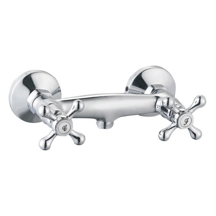 Robinet mélangeur mécanique douche Beverley - ROUSSEAU - Style rétro - Tete céramique - Laiton - Chromé Robinet mélangeur mécanique douche Beverley - ROUSSEAU - Style rétro - Tete céramique - Laiton - Chromé