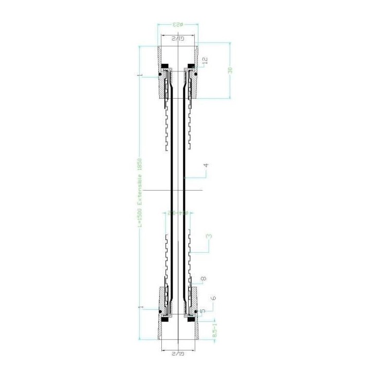 Flexible de douche - ROUSSEAU - double agrafage en inox chromé - extensible 1,5 a 1,85m - garantie 5 ans Flexible de douche - ROUSSEAU - double agrafage en inox chromé - extensible 1,5 a 1,85m - garantie 5 ans
