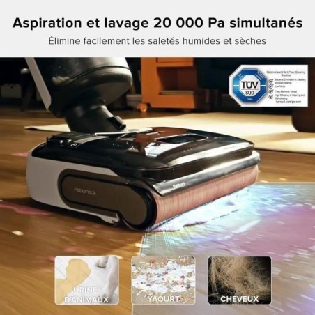 Aspirateur Laveur ROBOROCK F25 - 20 000 Pa - Tout-en-Un avec séchage Rapide a 90 °C - Auto-Nettoyage a l'eau Chaude