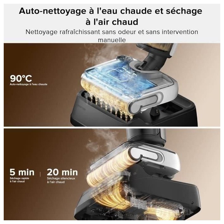 Aspirateur Laveur ROBOROCK F25 - 20 000 Pa - Tout-en-Un avec séchage Rapide a 90 °C - Auto-Nettoyage a l'eau Chaude Aspirateur Laveur ROBOROCK F25 - 20 000 Pa - Tout-en-Un avec séchage Rapide a 90 °C - Auto-Nettoyage a l'eau Chaude
