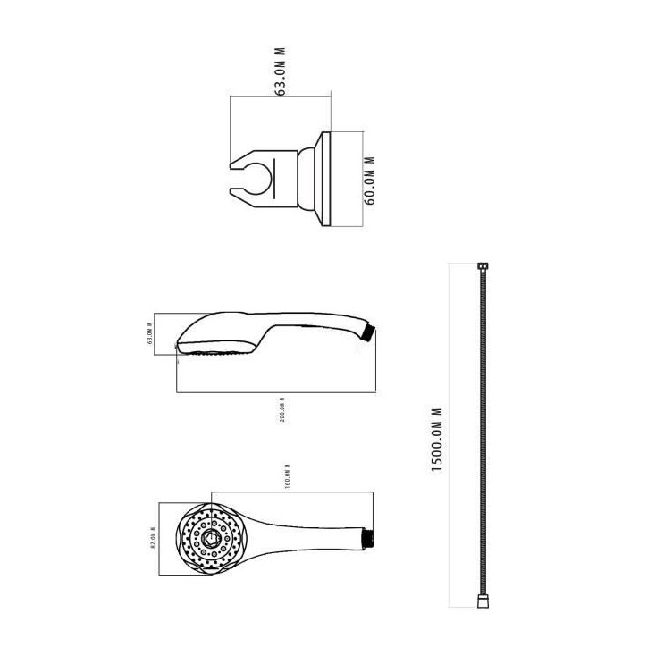 Pommeau de douche ROUSSEAU Combiné Flexible 5 JETS HEKO chromé