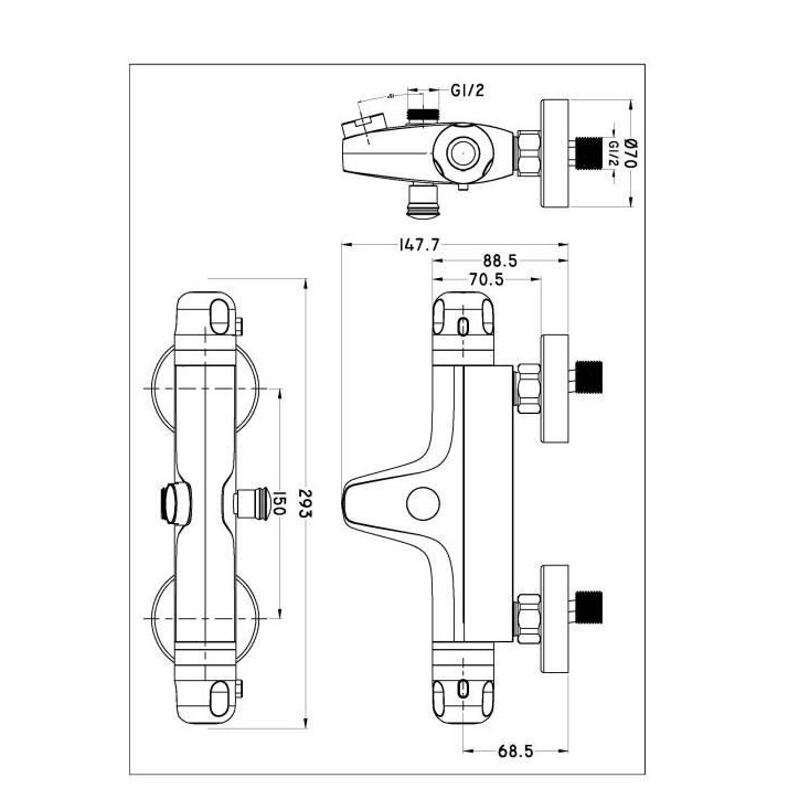 ROUSSEAU Robinet mitigeur thermostatique baignoire et douche Volga 2 ROUSSEAU Robinet mitigeur thermostatique baignoire et douche Volga 2