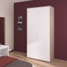Armoire de chambre - Décor Blanc et chene - 2 portes battantes - L100