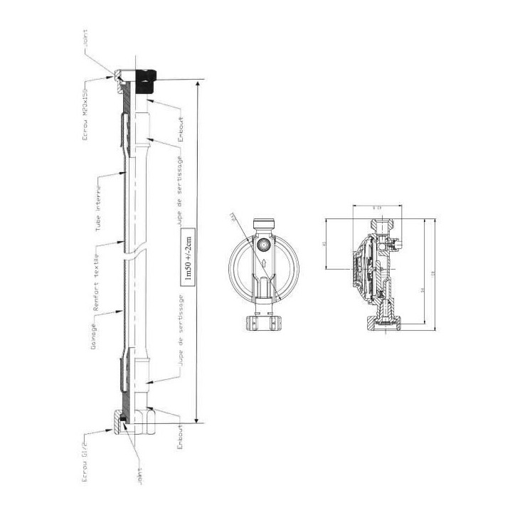 Détendeur butane ROUSSEAU M20X150 - Sécurité 1,3 kg/h - Tuyau 1m50 inclus Détendeur butane ROUSSEAU M20X150 - Sécurité 1,3 kg/h - Tuyau 1m50 inclus