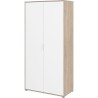 Armoire de chambre - Décor Blanc et chene - 2 portes battantes - L100