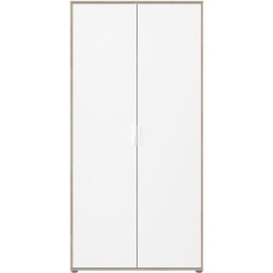 Armoire de chambre - Décor Blanc et chene - 2 portes battantes - L100