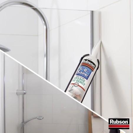 Mastic sanitaires - RUBSON - 1469154 - Salle de bain saine - Lissage au doigt - Blanc - 280ml