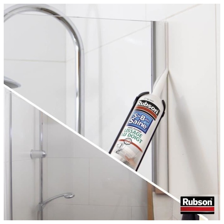 Mastic sanitaires - RUBSON - 1469154 - Salle de bain saine - Lissage au doigt - Blanc - 280ml