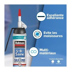 Silicone carrelage RUBSON transparent, 200 ml Mastic sans pistolet sdb