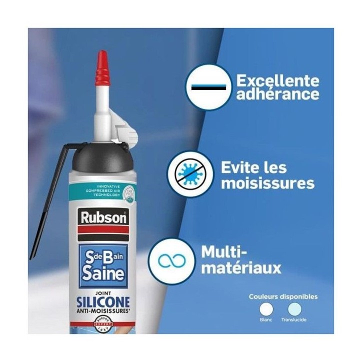 Silicone carrelage RUBSON transparent, 200 ml Mastic sans pistolet sdbs transpar Silicone carrelage RUBSON transparent, 200 ml Mastic sans pistolet sdbs transpar