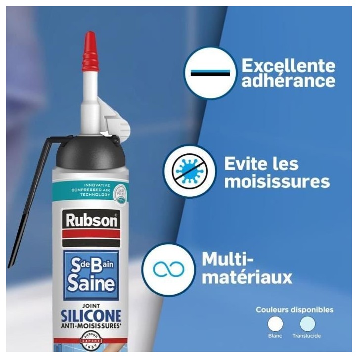 Mastic sanitaires - RUBSON - 2683038 - Joint - Facile - Salle de bain Saine - Mastic - Blanc - 200ml