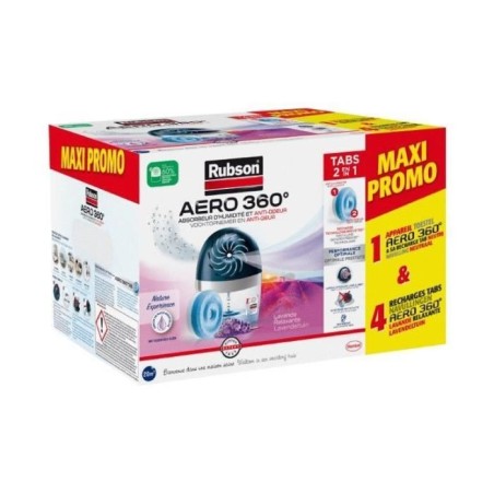Absorbeur d'humidité - RUBSON - MAXI PROMO - 4 recharges Lavande + 1