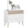 Commode - AALBORG - 3 tiroirs - Blanc - Style scandinave - 90,8 x 40 x
